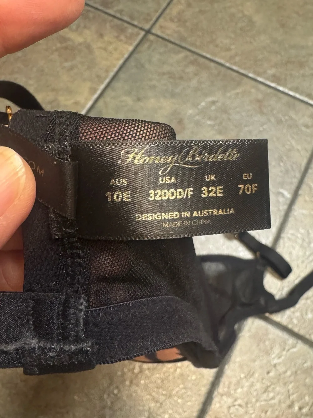 Honey Birdette Betty Tiger Black and Gold Lingerie Bra 32 F (DDD)